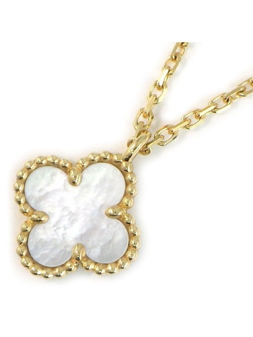 Van Cleef & Arpels Necklace Sweet Alhambra White Shell 18k Yellow Gold